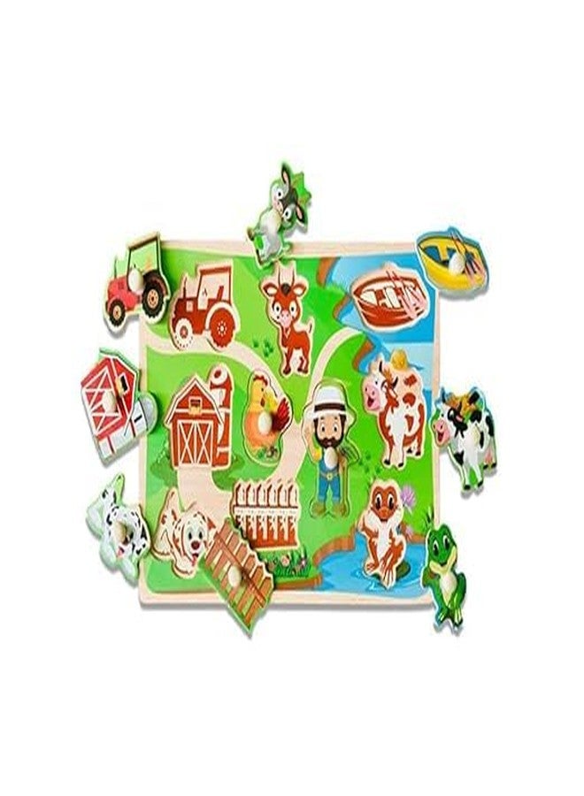 NEKSTY Wooden 10 Pieces Farm Themed Pegged Knob Toy - Image 3